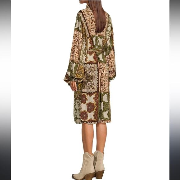 Talisman Paisley Long Sleeve Button Front Dress Size Large - Picture 2 of 8